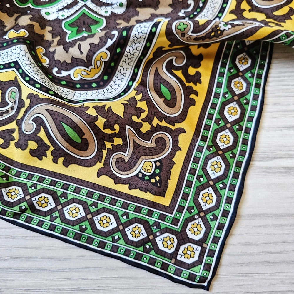 2012 Talbots 100% Silk Elegant Paisley Square Bandana 34